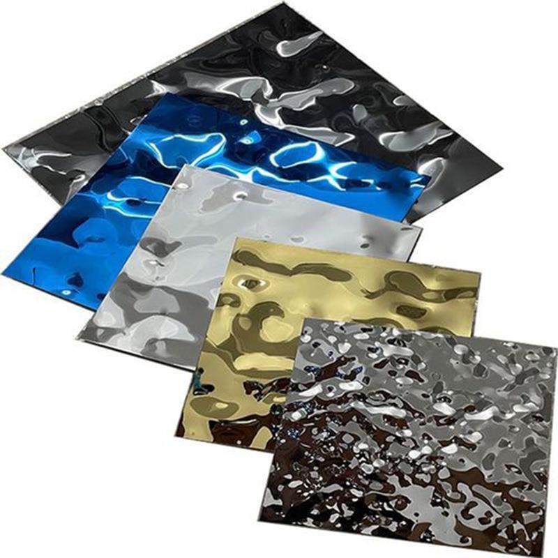 水波纹不锈钢板镜面七彩玫瑰金钛金银色黑钛香槟金波浪纹不锈钢板