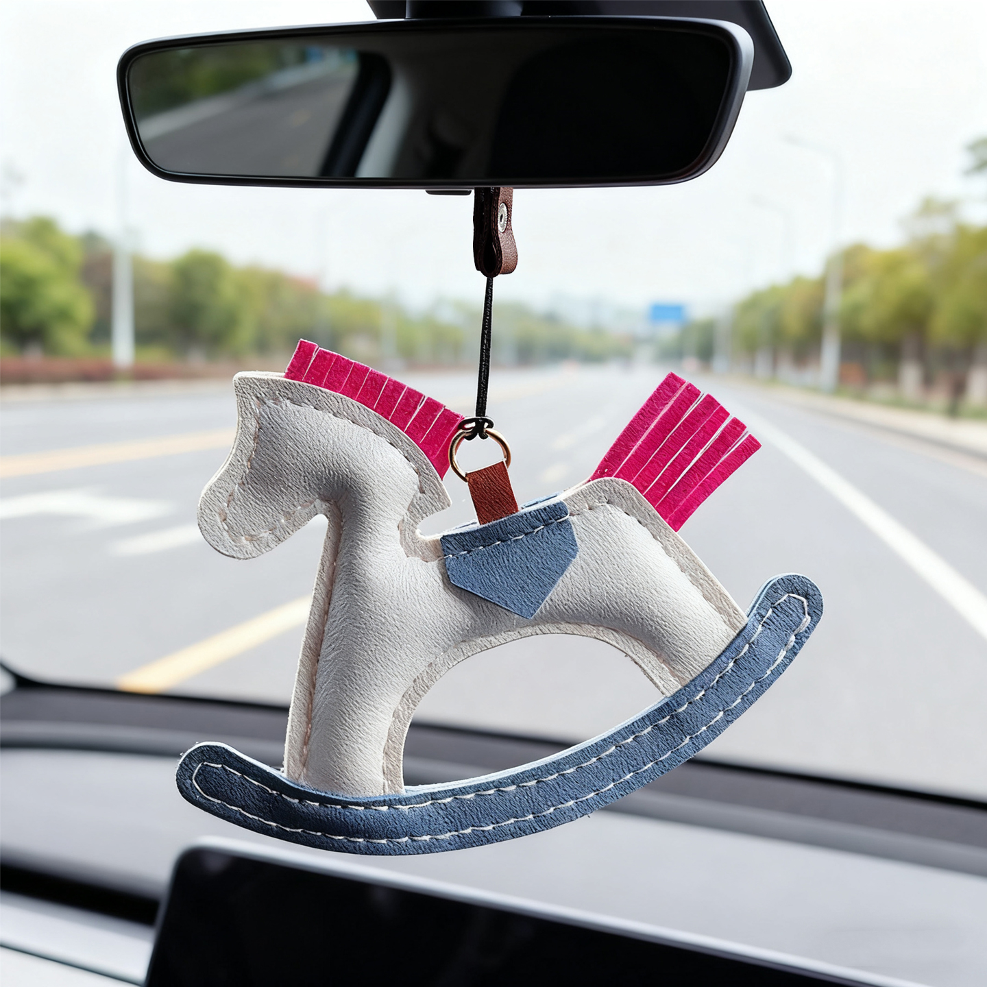 马上有钱汽车挂件皮革创意可爱