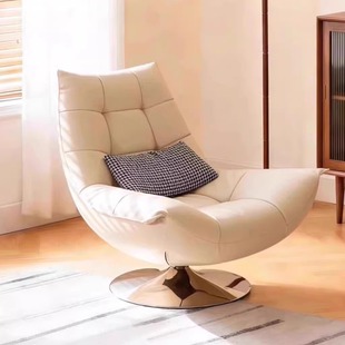 意式轻奢单人沙发椅设计师款创意时尚休闲椅客厅阳台懒人椅可旋转