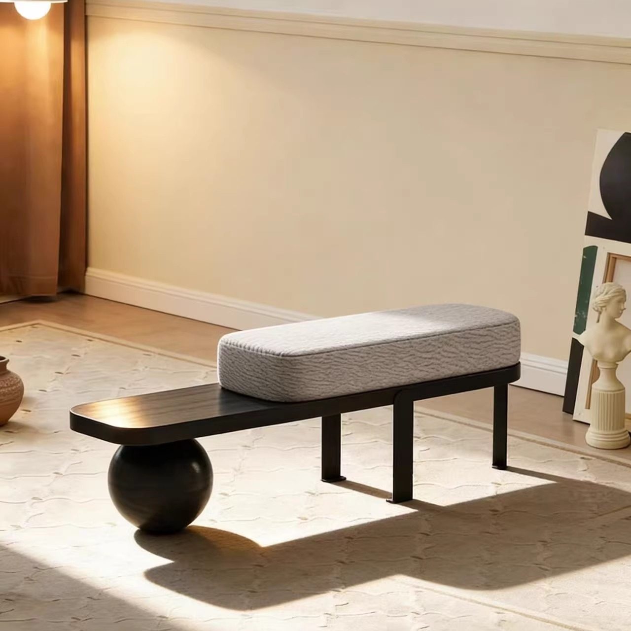 北欧创意个性长条凳实木换鞋凳入户玄关休闲矮凳子家用门口穿鞋凳