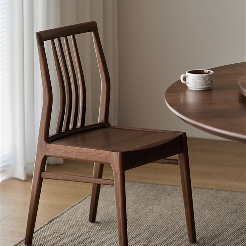 北美黑胡桃木餐椅高档中式实木餐椅家用原木靠背椅意大利餐椅