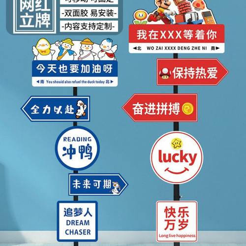 创意广告我在这里很想你网红打卡路牌定制指示牌kt板架引路牌标杆