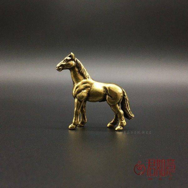 铜马小摆件实心黄铜微雕生肖马小马骏马铜艺铜手把件仿古铜器古玩