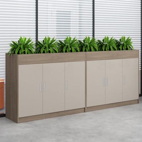 办公室花槽柜隔断柜木质绿植柜简约现代办公文件柜矮柜储物边柜