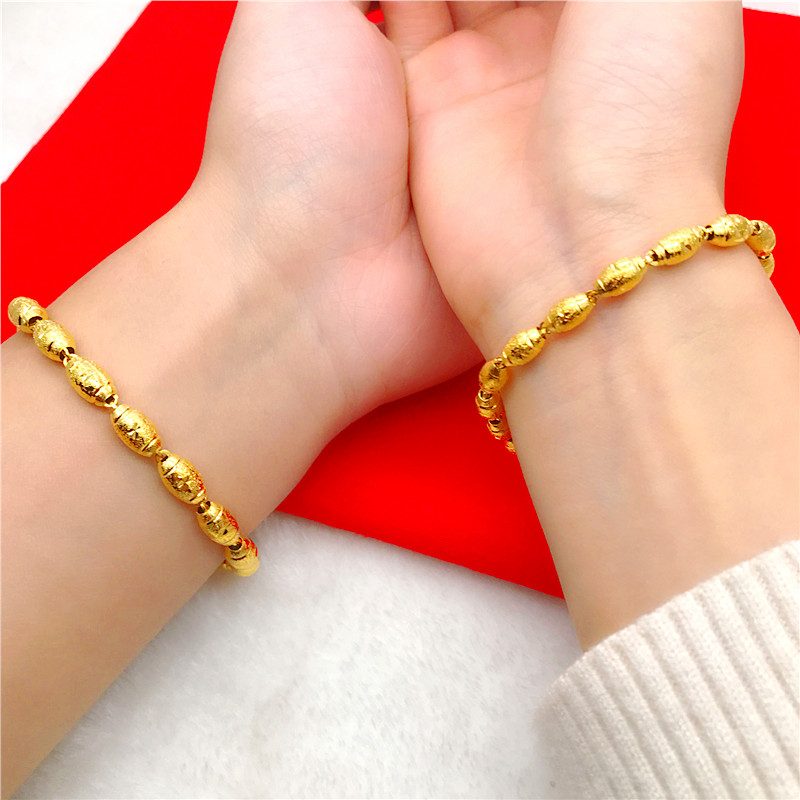 情侣手链镀金日韩简约 男女转运珠C欧币手链 仿金沙金首饰久不掉