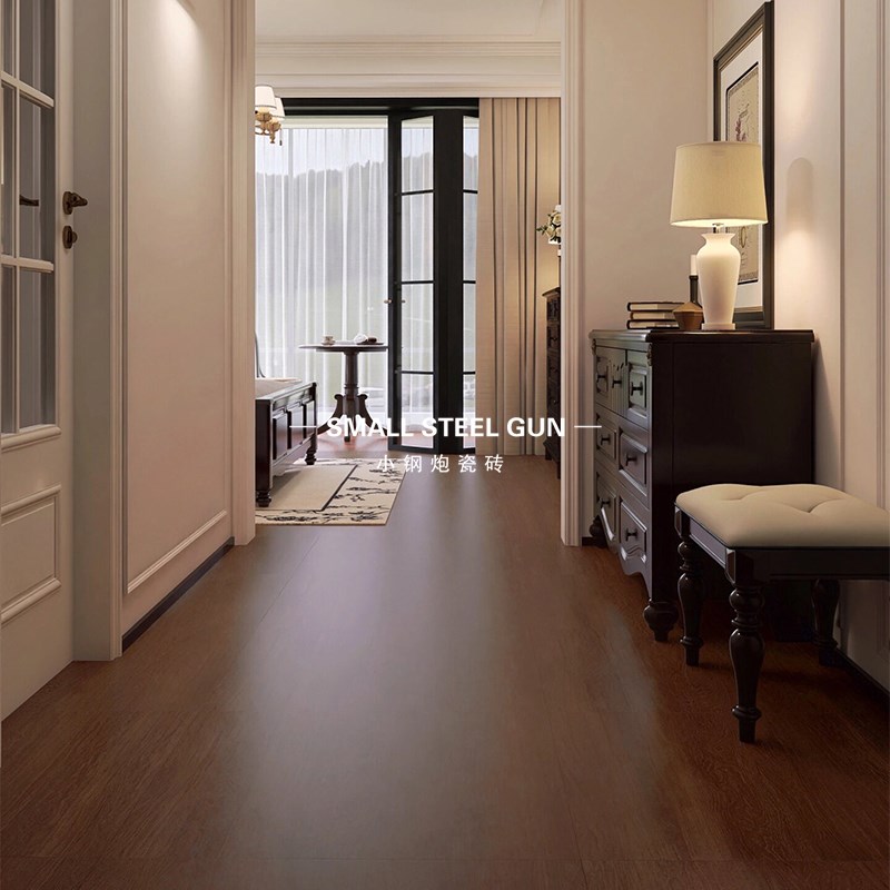 法式中古柔光天鹅绒焦糖木纹瓷砖客厅C卧室阳台800x800防滑地板砖