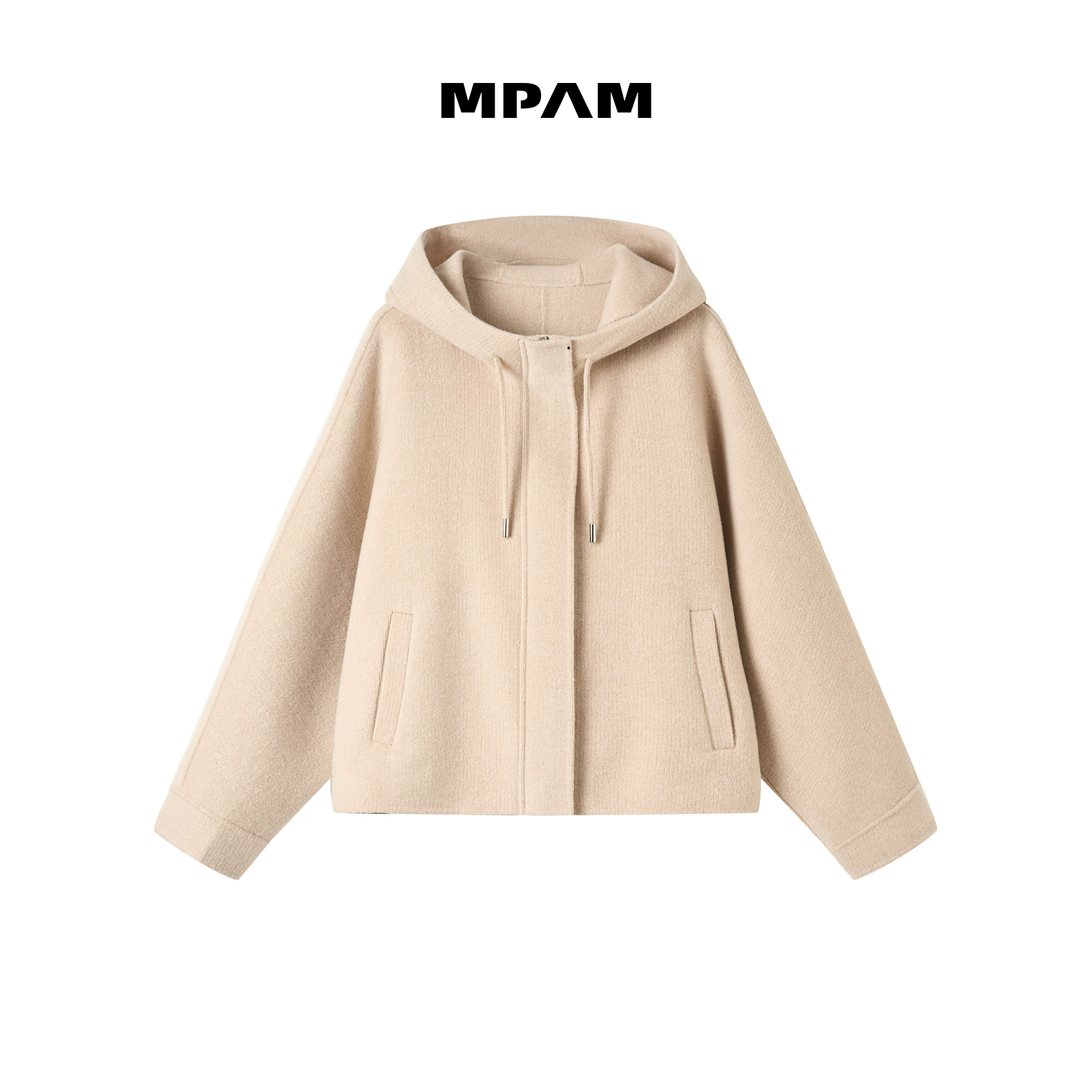 MPAM2026年绵羊毛松弛感连帽拉链短款大衣外套985店铺