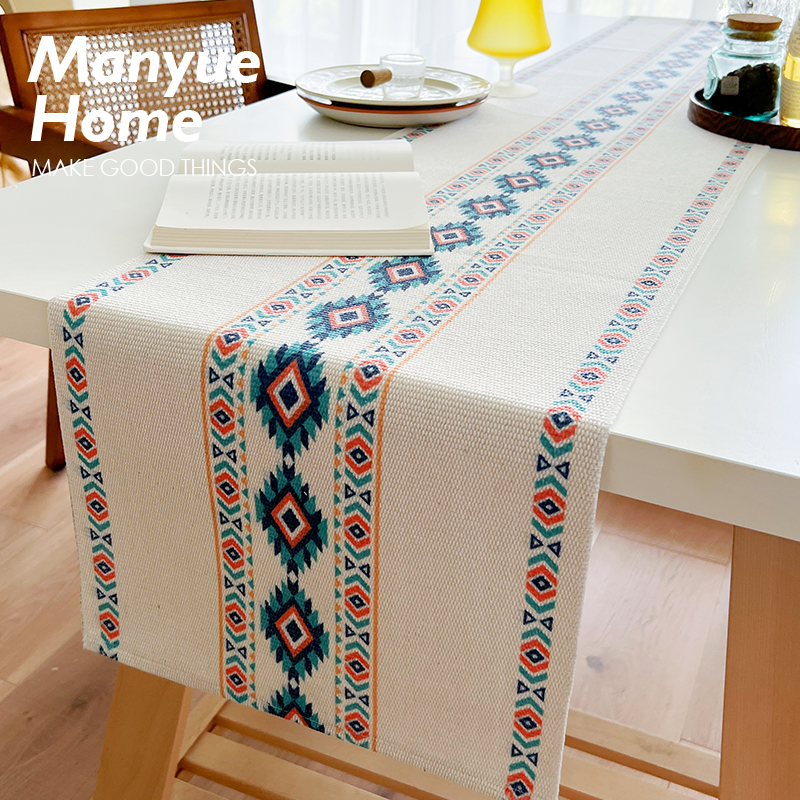 蔓越家  复古棉麻桌旗简约现代隔热茶室桌垫桌布茶台布长方形布艺
