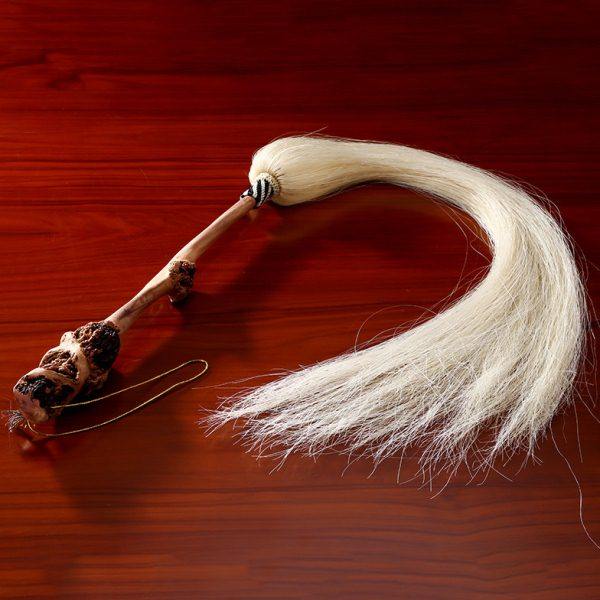 太极佛尘扫真马尾拂子木制浮尘健身训练舞台影视手工编制实木手柄