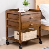 楠竹北欧简约现代日式 床头柜收纳抽屉简易实木沙发边几电视储物