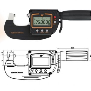 光栅快测数显万分尺0-25大螺纹快进恒定测力直进式测量0.001