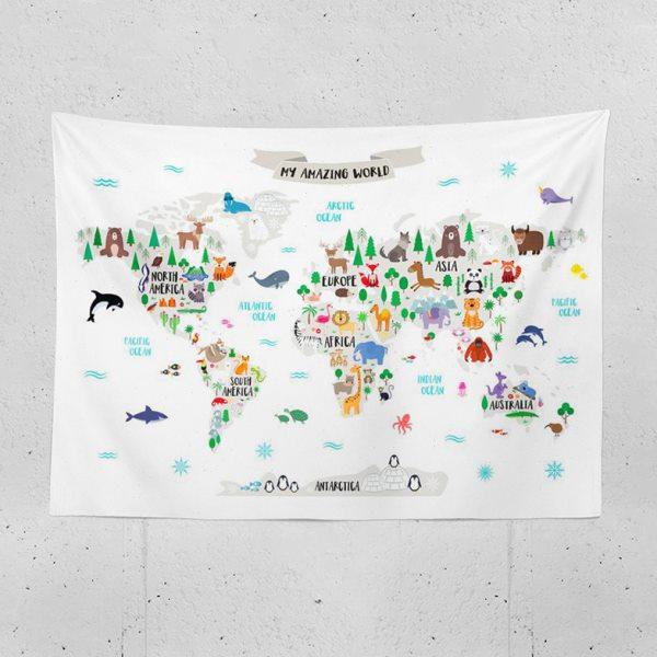 动物插画婴儿小孩房间卧室可爱挂布 生日布置挂墙装饰布背景画布,居家布艺,挂毯/壁毯,淘宝优惠券,粉丝福利购,淘宝优惠卷