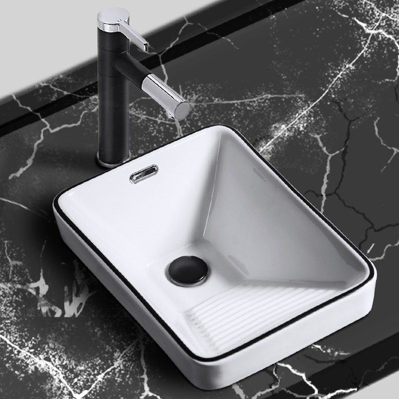 台中洗衣池阳台 家m用陶瓷洗衣盆 一体台盆洗衣槽户外洗衣台带搓