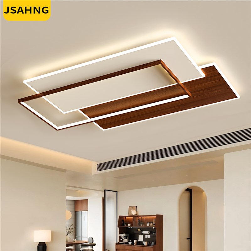 中古风客厅主灯复古胡o桃木纹吸顶灯全屋灯具套餐新中式大灯2025