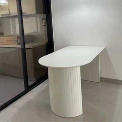 简约半圆形岛台餐桌一体小户型家用纯白岩板餐台网红靠墙吃饭桌椅,住宅家具,岩板餐桌,淘宝优惠券,粉丝福利购,淘宝优惠卷