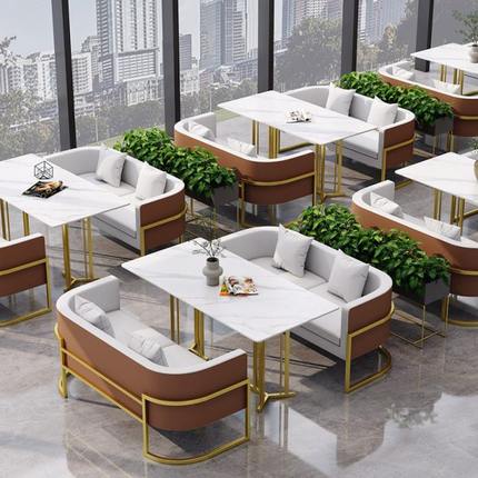 网红轻奢餐厅卡座沙发桌椅组合商用清吧休闲酒店中西餐店铺餐桌椅