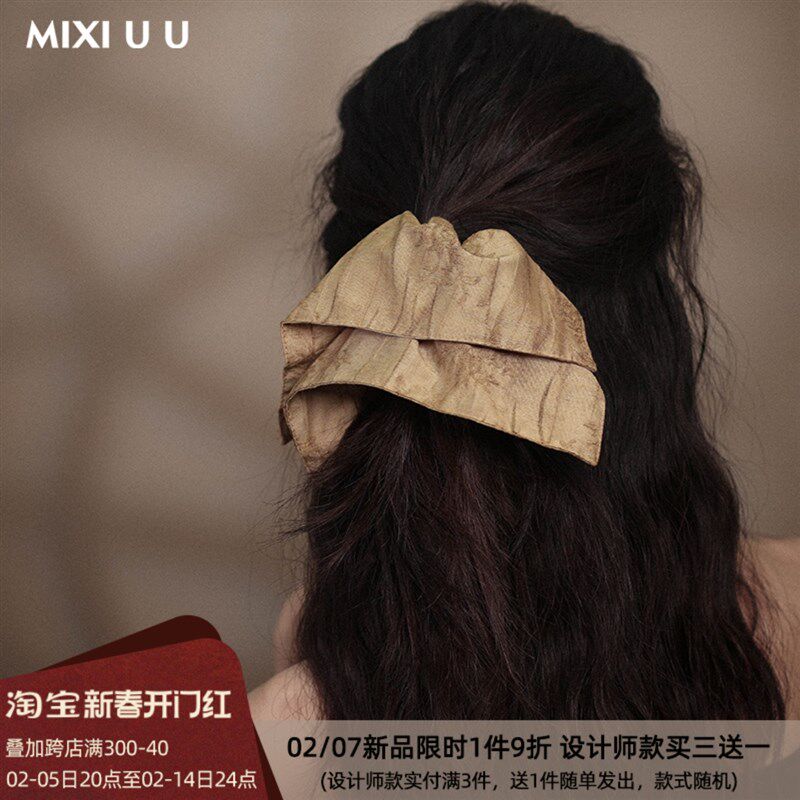 《拂袖》丸子头大肠发圈r方巾亚麻格雷系高级感发量少扎头发绳皮