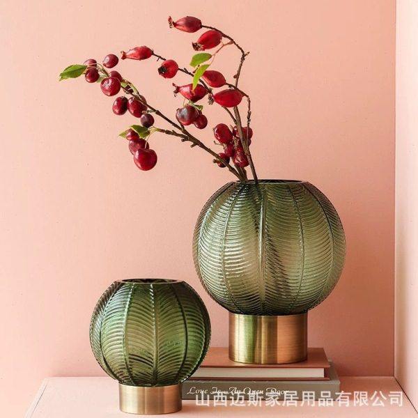 新中式创意客厅北欧轻奢插花现简约样板间摆件铜圈玻璃花小号,家居饰品,花瓶,淘宝优惠券,粉丝福利购,淘宝优惠卷