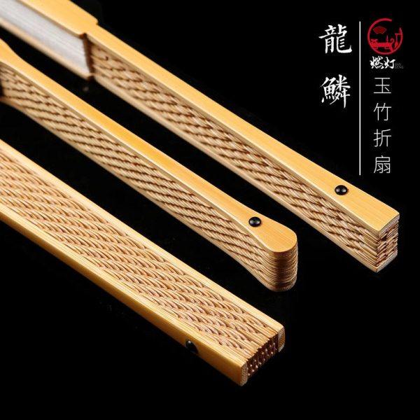 燃灯精工9.5寸龙鳞玉竹折扇水滴翻轮文玩扇子苏工扇纯手工搓磨,居家日用,扇子,淘宝优惠券,粉丝福利购,淘宝优惠卷