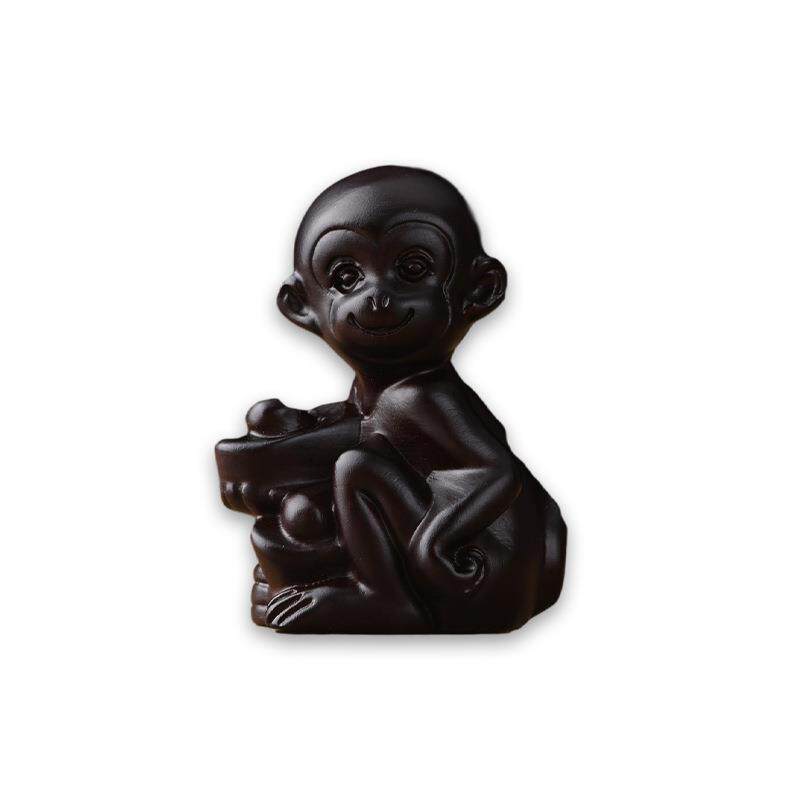 黑檀木猴子雕刻摆件十二生肖猴木头属猴家居装饰木制工艺品送礼