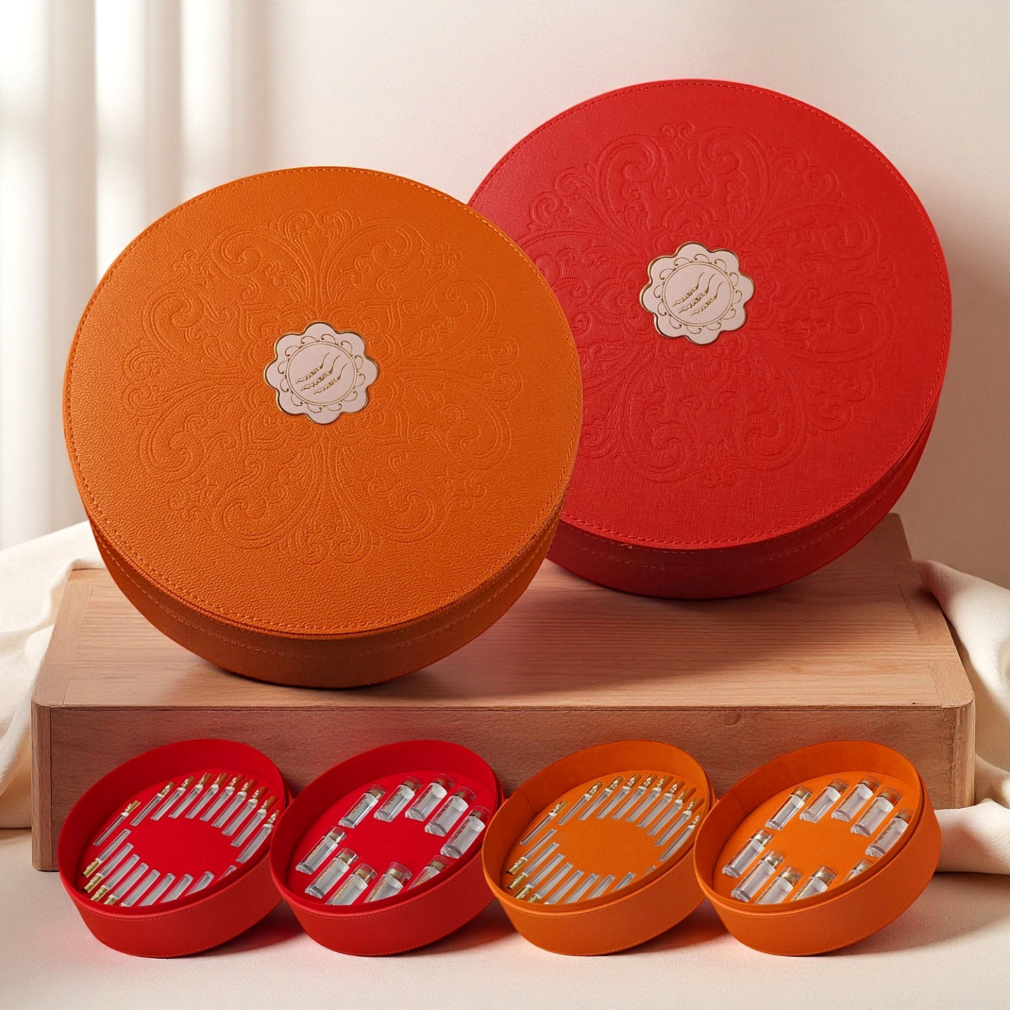 冬虫夏草包装盒橙色红色高档皮盒圆盒10支20支瓶子管装虫草空盒子,包装,礼品盒,淘宝优惠券,粉丝福利购,淘宝优惠卷