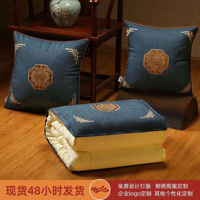 新中式抱枕靠垫中国风沙发抱枕被子两用客厅床头靠枕靠背垫二合一