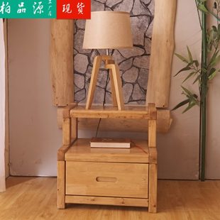 纯实木柏木床头柜组合简约小尺寸民宿北欧日式简约灯柜