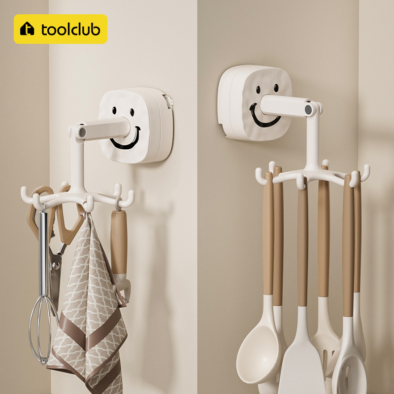 厨房旋转挂钩免打孔厨具锅铲六爪吸盘壁挂L置物架勺子铲子收纳神