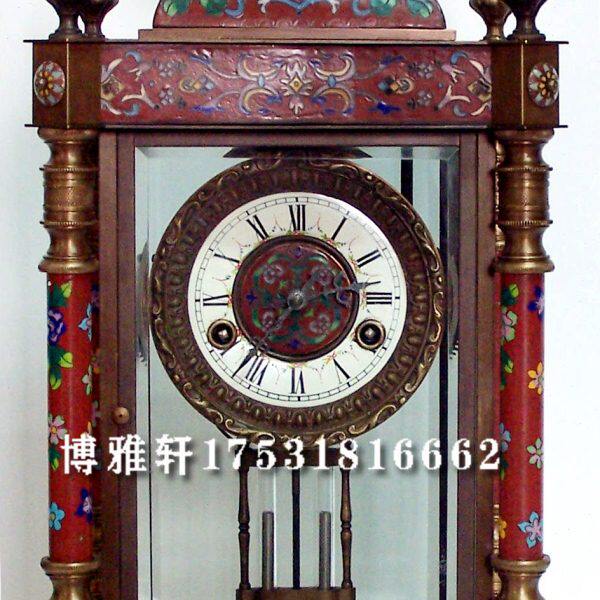 钟表景泰蓝机械壁炉钟纯铜发条上弦仿故宫古董国外回流座钟样板间