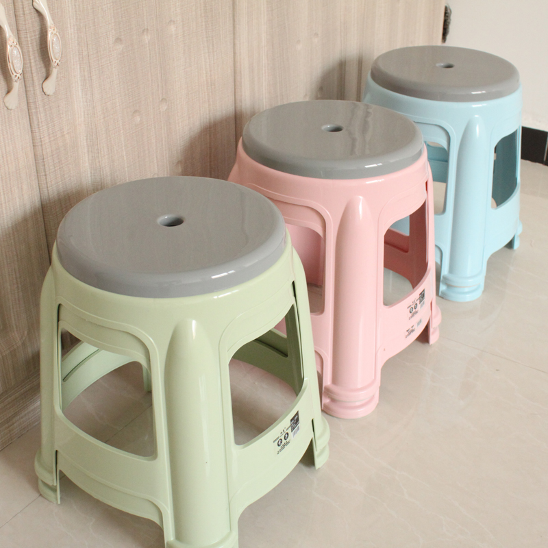 家用塑料凳子加厚防滑矮凳中高35厘米板凳M光面圆凳小椅子浴室凳