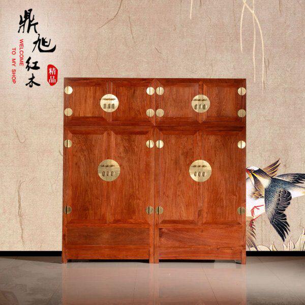 红木顶箱柜非洲花梨木缅花大果紫檀素面衣柜独板衣橱东阳红木家具