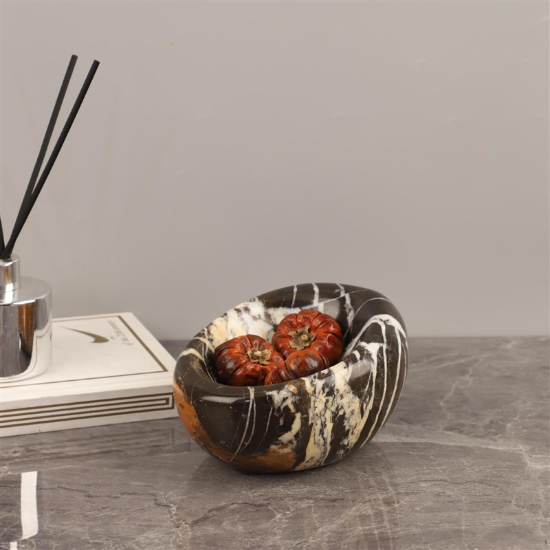 欧式轻奢极简大理石鸟窝鸟巢收纳碟摆件客厅餐厅样板房家居装饰品