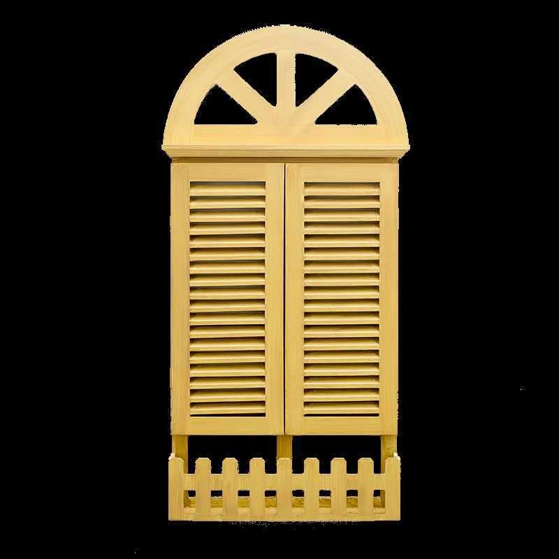 dm@欧式假窗户装饰地中海风格百叶窗木质窗户餐厅墙面装饰壁