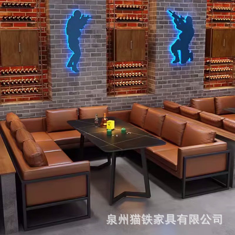 工业风西餐厅酒吧卡座沙发咖啡店西餐厅音乐餐吧酒馆桌椅组合新款