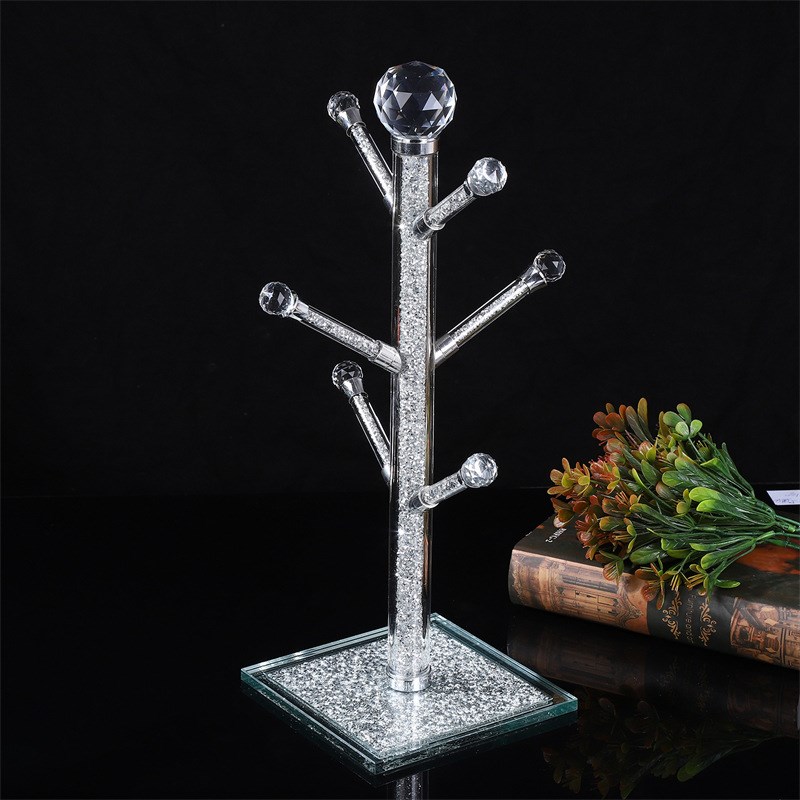厂家玻璃水晶杯架 多色水钻装饰树枝形状多杆酒杯挂架