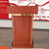 简约实木演讲发言台主持报告桌会议培训桌泊车物业酒店迎宾台讲台