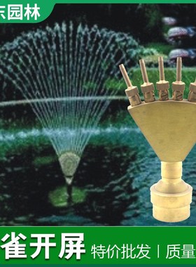 凤尾喷头铜不锈钢水景景观喷泉喷头孔雀开屏扇形水花水池庭院水头