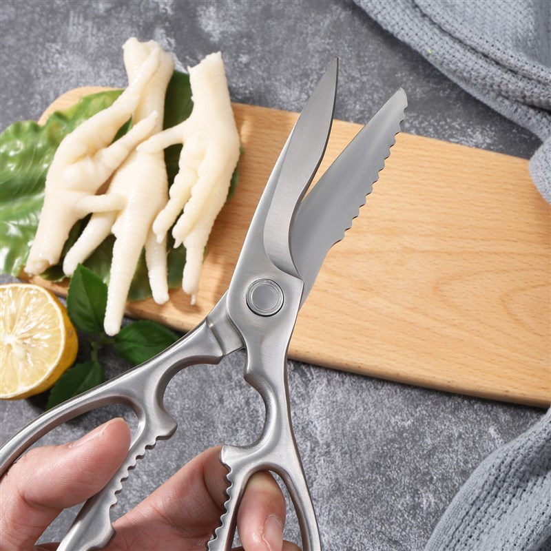 全钢厨房剪刀高端奢华全钢一体剪骨刀剪鸡骨刮鱼鳞礼品不锈钢剪刀