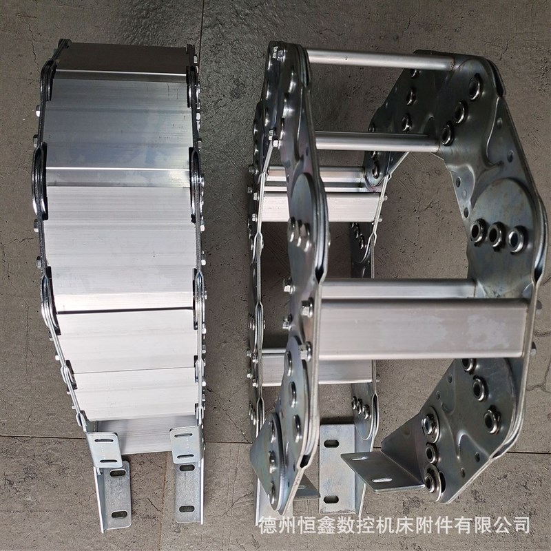 工程机床金属钢制坦克链 厂家供应桥式全封电缆穿线油管钢铝拖链