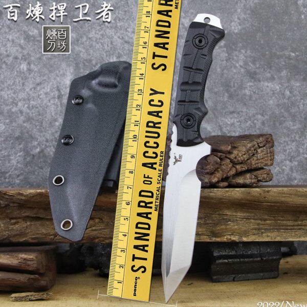 百炼捍卫者DC53合金钢高硬度户外小直刀战术防身刀求生锋利刀具
