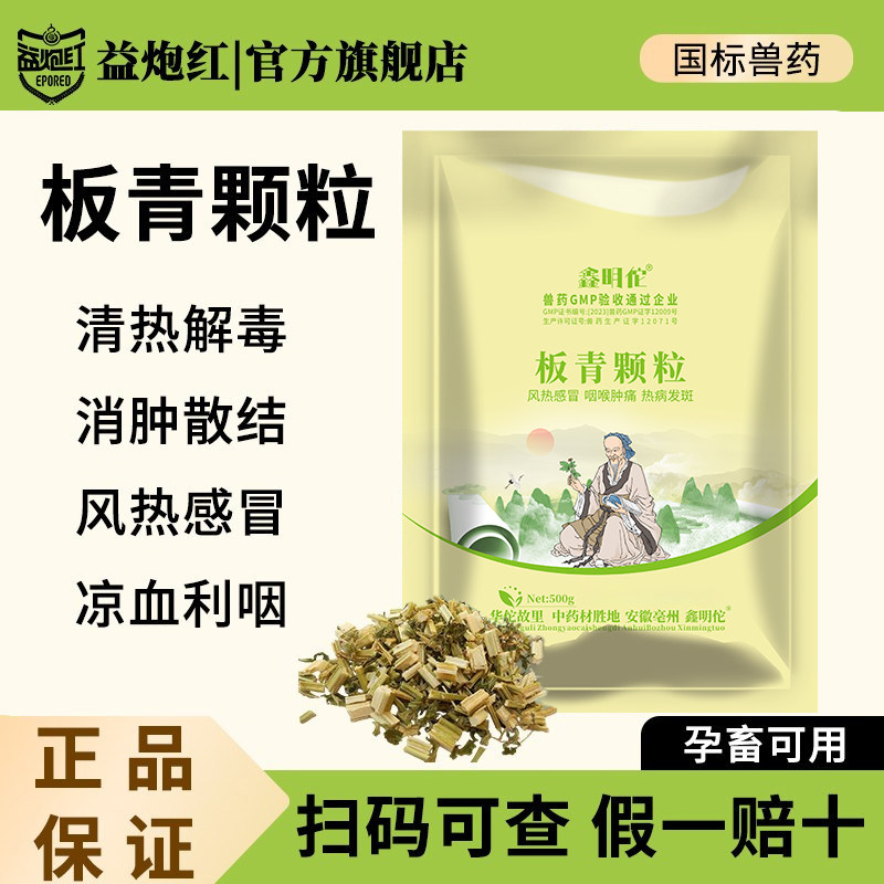 益炮红兽用板青颗粒兽药牛鸡畜禽清热解毒国标板蓝根国标兽药中药