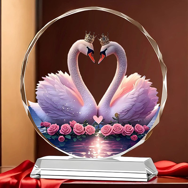 百年好合b水晶摆件一对天鹅家居装饰客厅新房送礼开业入宅乔迁礼