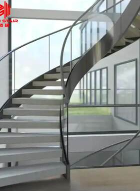 源头厂家旋转楼梯跨境出口玻璃钢结构喷涂木踏板户外商场旋转楼梯