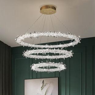 轻奢客厅吊灯北欧后现代简约网红创意刺环水晶吊灯餐厅卧室灯