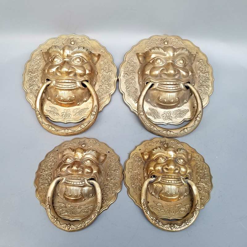 大号铜门环狮头门把手拉环柜门拉环妙音铜艺铜器工艺品装饰摆件