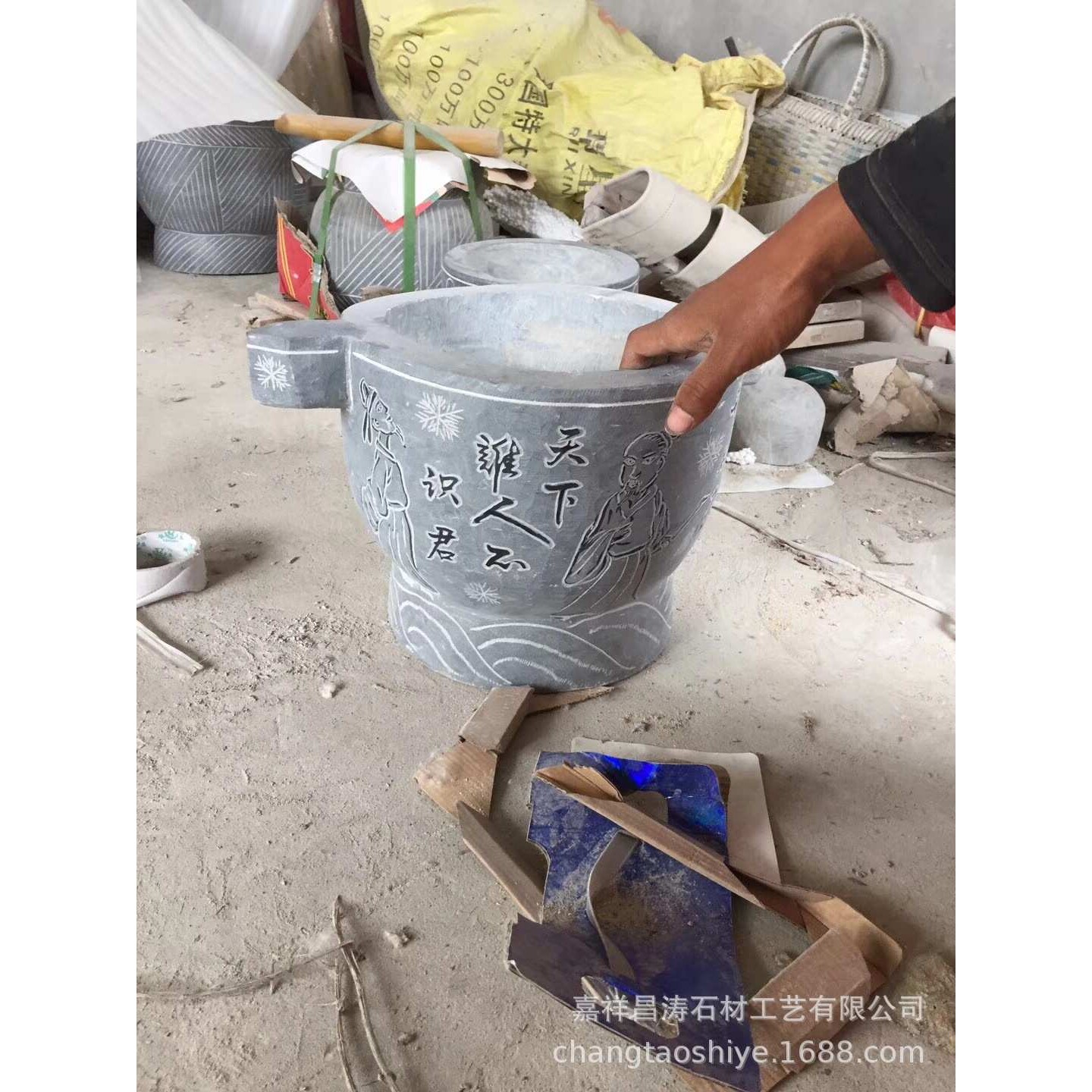 青石石雕蒜臼子价格家居捣蒜器天然手工中号青石臼石材耐用