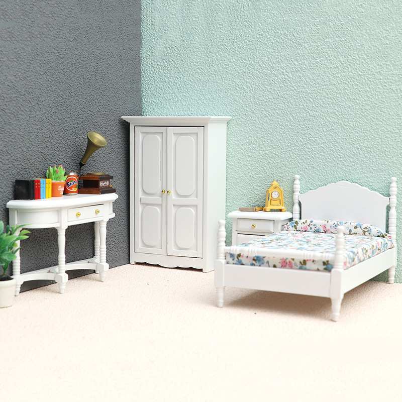 1:12娃娃屋dollhouse迷你家具微缩场景摆件食玩模型袖珍卧室套装