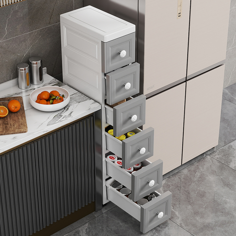 抽屉式夹缝收纳箱家用极窄侧边立柜卫生间缝隙储物W盒厨房置物架