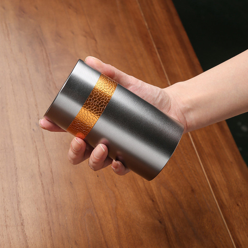 大号202c2新款金属茶叶罐锤纹白茶红绿茶高档定制储茶密封罐子日