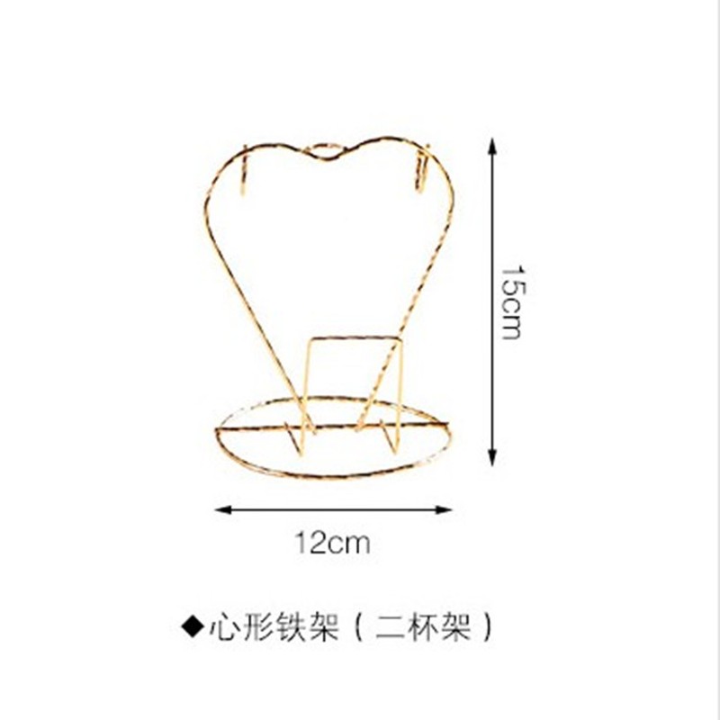 欧式简约咖啡杯架子金黑色金色心形套金属咖啡具收纳架